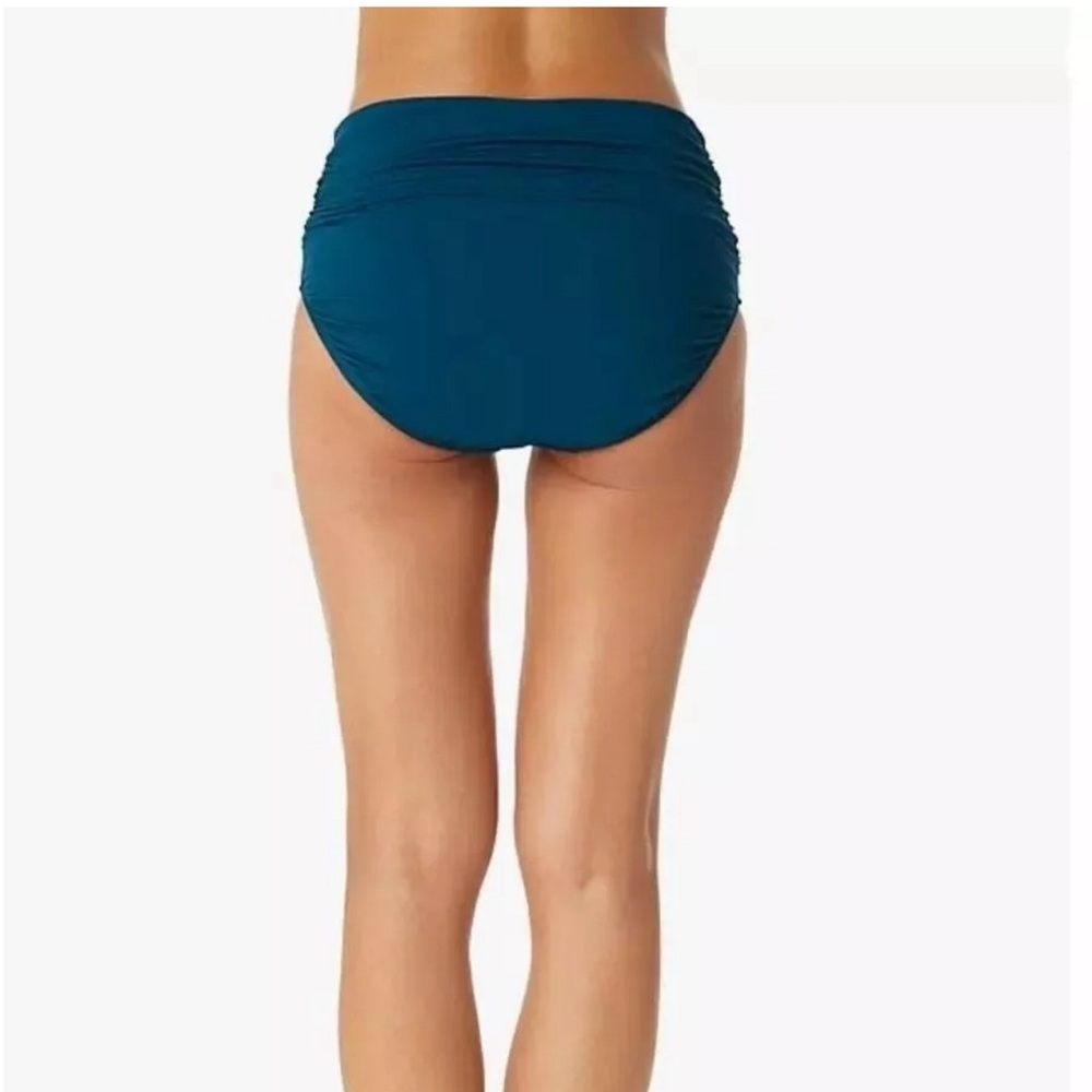 Anne Cole Bikini Bottom Convertible High Waist Shirred Teal Blue 18W